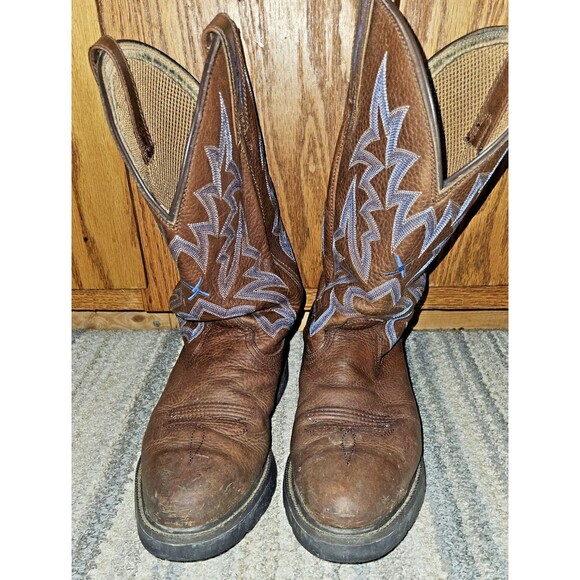 TWISTED X Mens 8.5D Cowboy Work Boots Steel Toe Leather Brown Slip Resistant main image 9